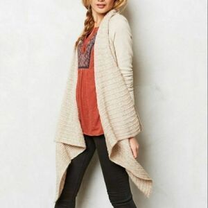 Anthropologie Saturday Sunday Casado Knit Front Cardigan Tan Sweater Size XS